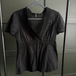 BCBG MaxAzria Babydoll Top Black with ruffles